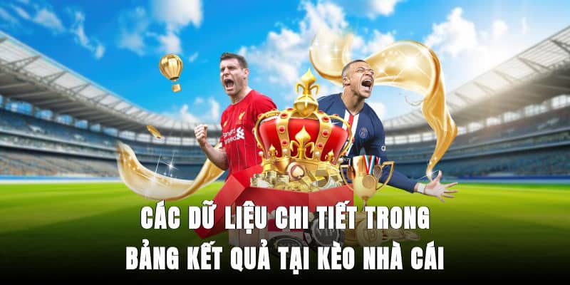 Các dữ liệu chi tiết trong bảng kết quả tại Kèo Nhà Cái