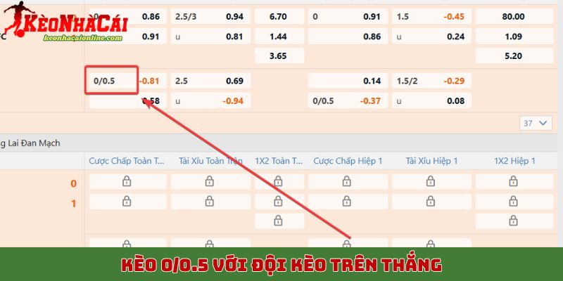 Kèo 0/0.5 với đội kèo trên thắng