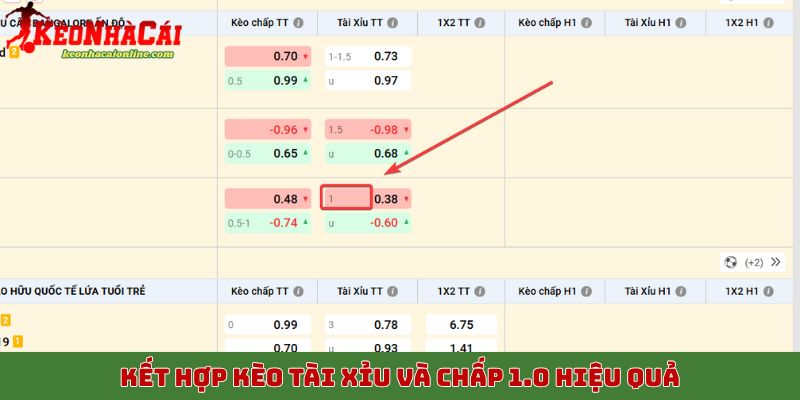 Kết hợp kèo tài xỉu và chấp 1.0 hiệu quả