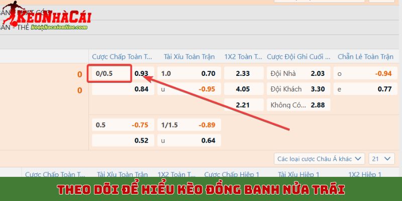 Theo dõi để hiểu kèo đồng banh nửa trái